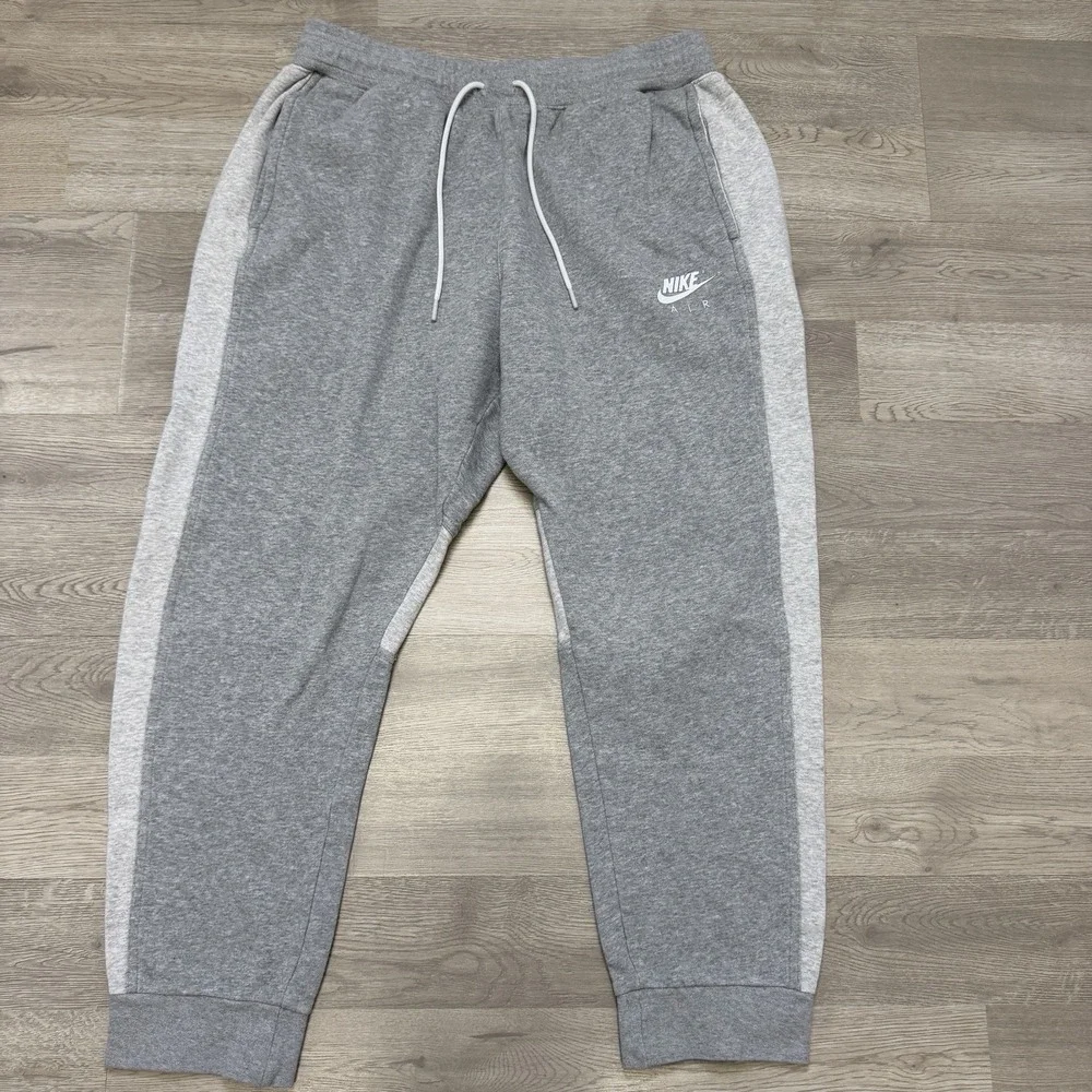 Nike Air Fleece Jogger Pants Mens XL Gray DD6348-063 Brushed Back Sweatpants